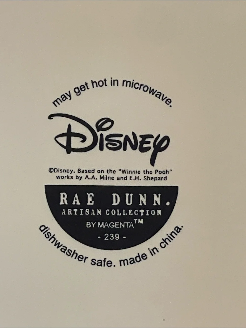 Rae Dunn Disney Winnie the Pooh & Friends White Pet Bowl with Black etched New!